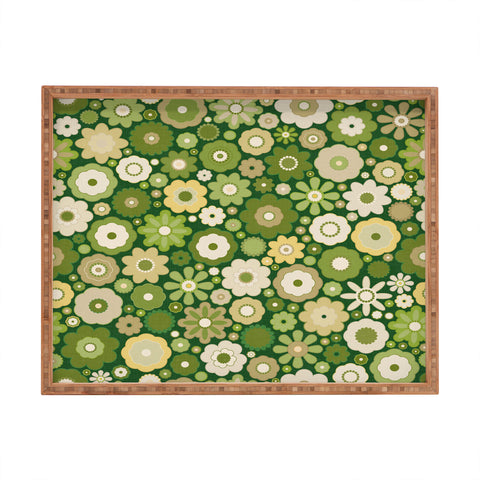 evamatise Flowers in the 60s Vintage Green Rectangular Tray