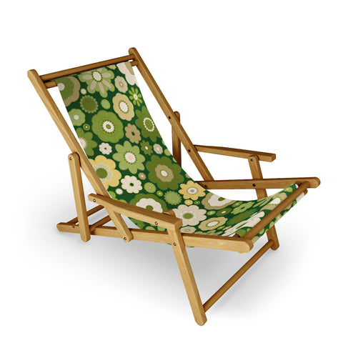 evamatise Flowers in the 60s Vintage Green Sling Chair