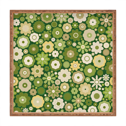 evamatise Flowers in the 60s Vintage Green Square Tray