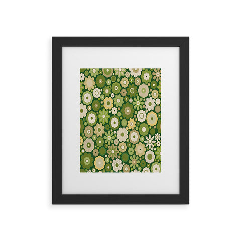 evamatise Flowers in the 60s Vintage Green Framed Art Print