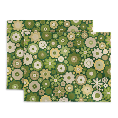 evamatise Flowers in the 60s Vintage Green Placemat