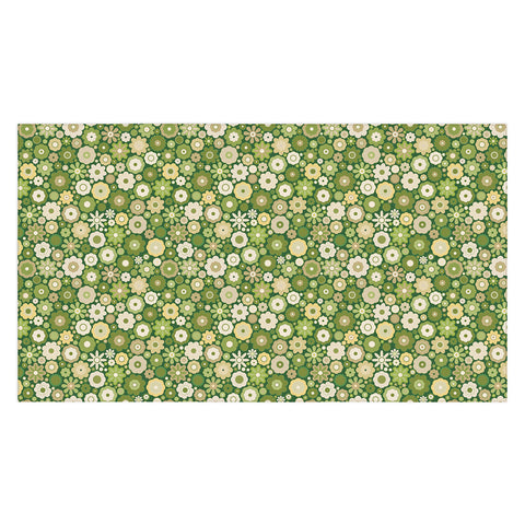 evamatise Flowers in the 60s Vintage Green Tablecloth