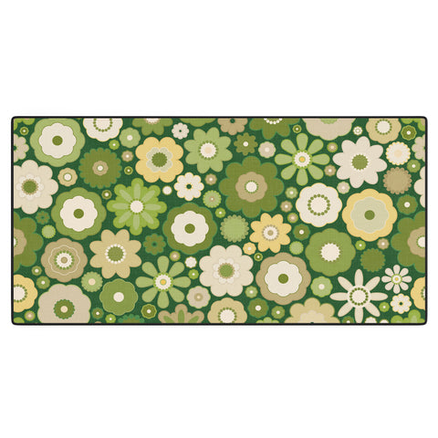 evamatise Flowers in the 60s Vintage Green Desk Mat