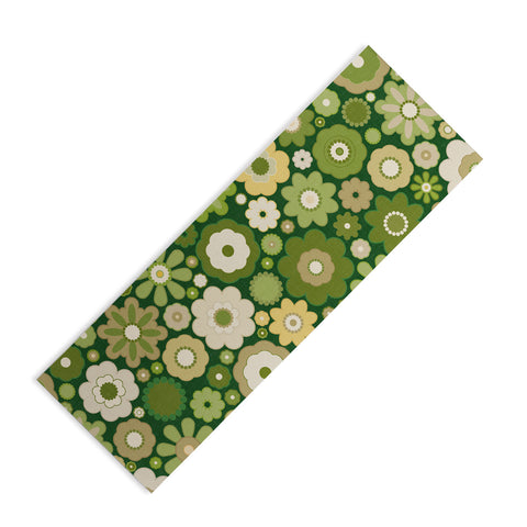 evamatise Flowers in the 60s Vintage Green Yoga Mat