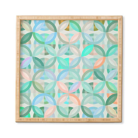 evamatise Geometric Shapes in Vibrant Greens Framed Wall Art