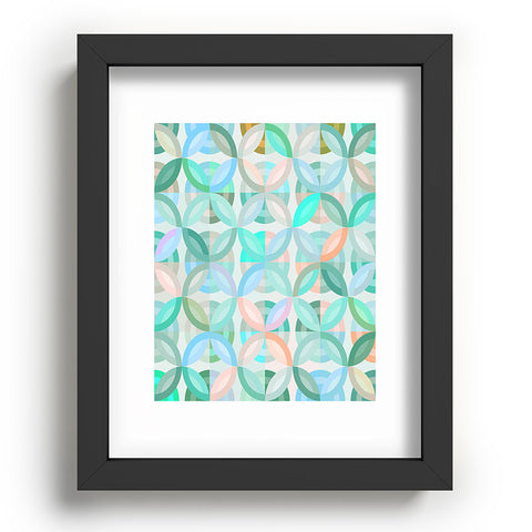 evamatise Geometric Shapes in Vibrant Greens Recessed Framing Rectangle