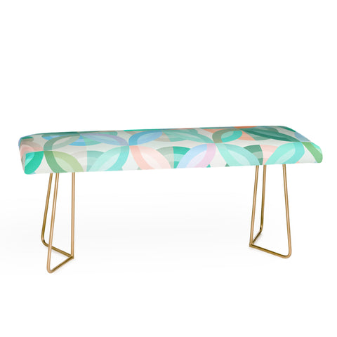 evamatise Geometric Shapes in Vibrant Greens Bench