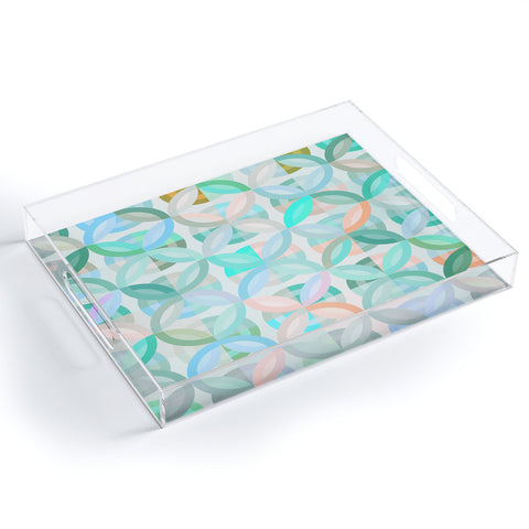evamatise Geometric Shapes in Vibrant Greens Acrylic Tray