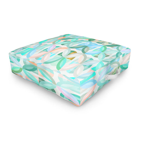evamatise Geometric Shapes in Vibrant Greens Outdoor Floor Cushion