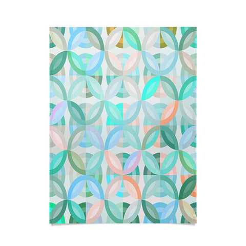evamatise Geometric Shapes in Vibrant Greens Poster
