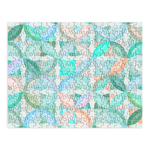 evamatise Geometric Shapes in Vibrant Greens Puzzle