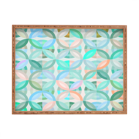 evamatise Geometric Shapes in Vibrant Greens Rectangular Tray