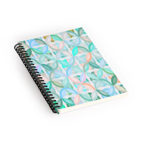 evamatise Geometric Shapes in Vibrant Greens Spiral Notebook