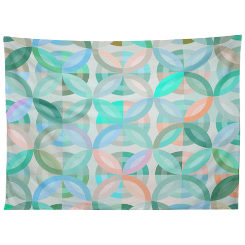 evamatise Geometric Shapes in Vibrant Greens Tapestry