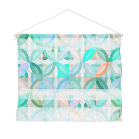 evamatise Geometric Shapes in Vibrant Greens Wall Hanging Landscape