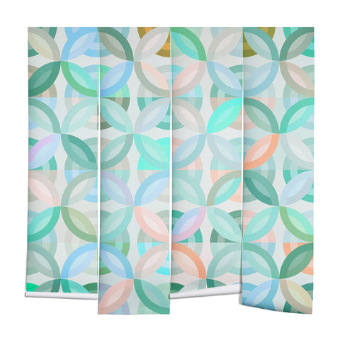 evamatise Geometric Shapes in Vibrant Greens Wall Mural