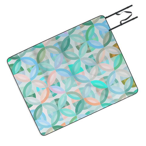 evamatise Geometric Shapes in Vibrant Greens Picnic Blanket