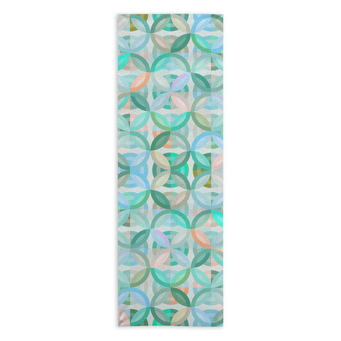 evamatise Geometric Shapes in Vibrant Greens Yoga Towel