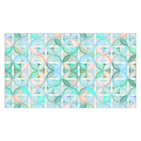evamatise Geometric Shapes in Vibrant Greens Tablecloth