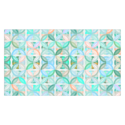 evamatise Geometric Shapes in Vibrant Greens Tablecloth
