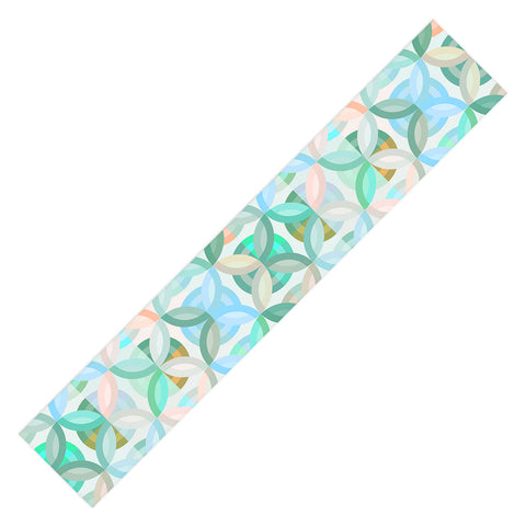 evamatise Geometric Shapes in Vibrant Greens Table Runner