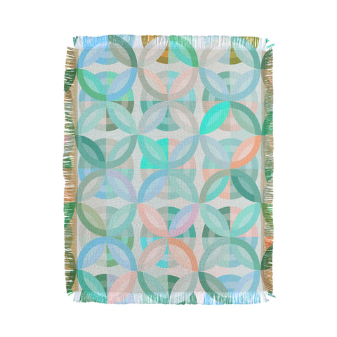 evamatise Geometric Shapes in Vibrant Greens Throw Blanket