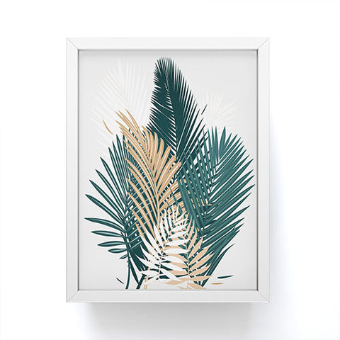 evamatise Gold and Green Palm Leaves Framed Mini Art Print
