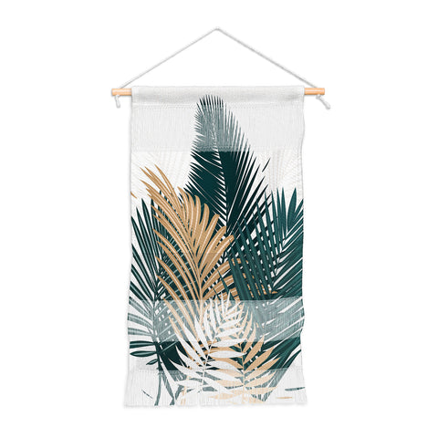 evamatise Gold and Green Palm Leaves Wall Hanging Portrait