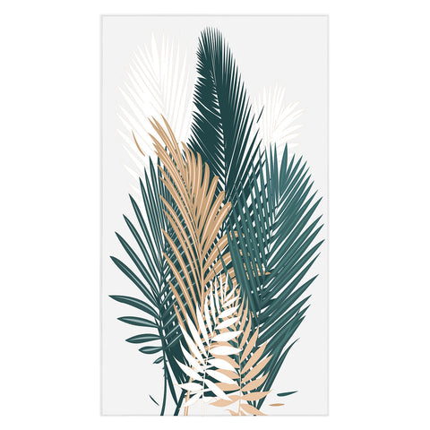 evamatise Gold and Green Palm Leaves Tablecloth