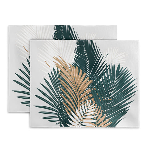 evamatise Gold and Green Palm Leaves Placemat
