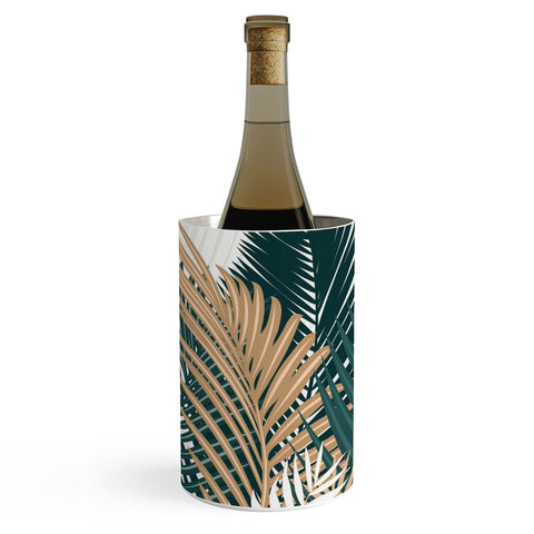 evamatise Gold and Green Palm Leaves Wine Chiller