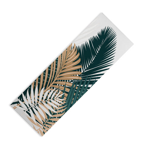 evamatise Gold and Green Palm Leaves Yoga Mat