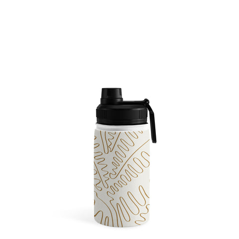 evamatise Golden Tropical Palm Leaves Water Bottle