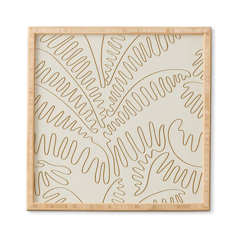 evamatise Golden Tropical Palm Leaves Framed Wall Art