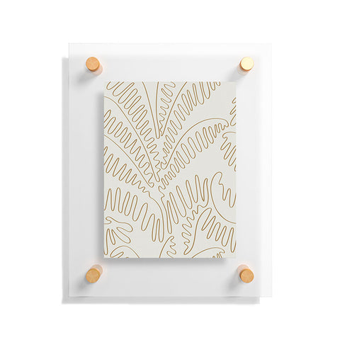 evamatise Golden Tropical Palm Leaves Floating Acrylic Print