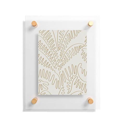 evamatise Golden Tropical Palm Leaves Floating Acrylic Print
