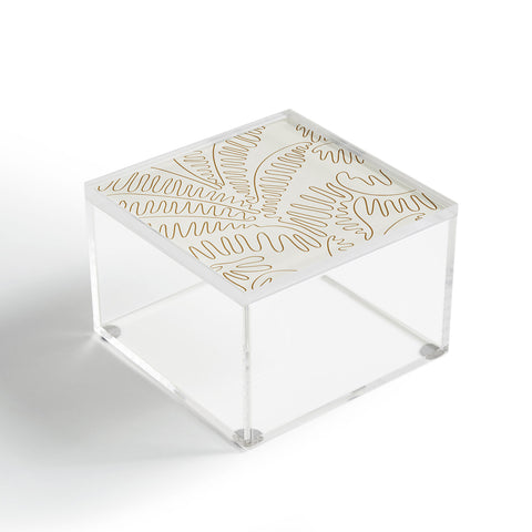 evamatise Golden Tropical Palm Leaves Acrylic Box