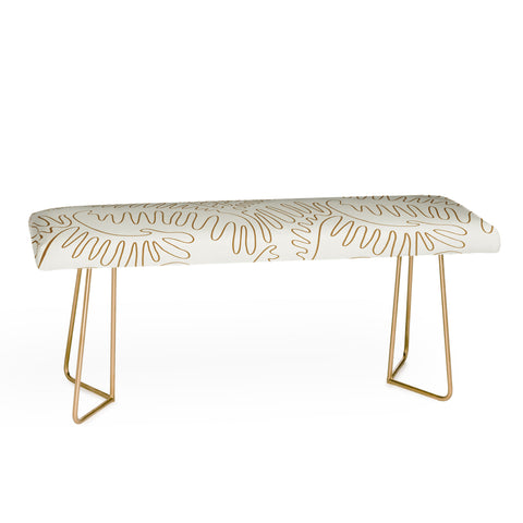 evamatise Golden Tropical Palm Leaves Bench
