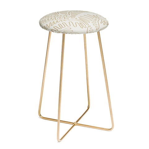 evamatise Golden Tropical Palm Leaves Counter Stool