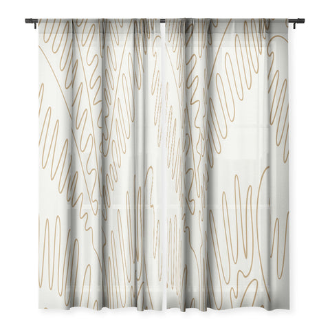 evamatise Golden Tropical Palm Leaves Sheer Non Repeat