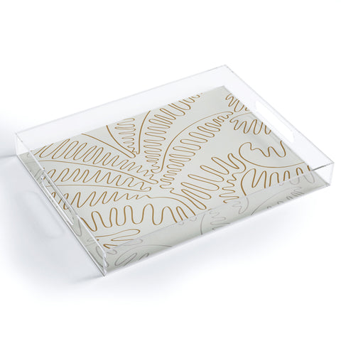 evamatise Golden Tropical Palm Leaves Acrylic Tray