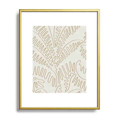 evamatise Golden Tropical Palm Leaves Metal Framed Art Print