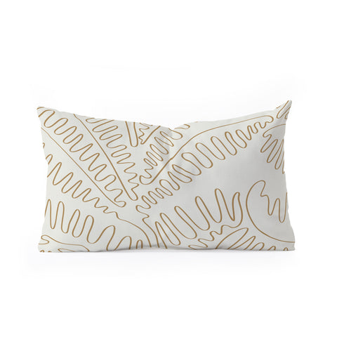 evamatise Golden Tropical Palm Leaves Oblong Throw Pillow