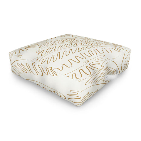evamatise Golden Tropical Palm Leaves Outdoor Floor Cushion