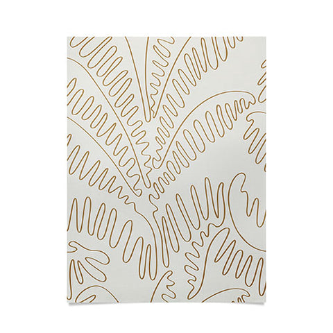 evamatise Golden Tropical Palm Leaves Poster