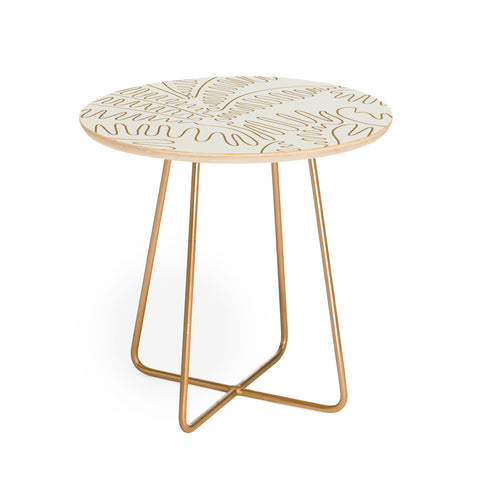 evamatise Golden Tropical Palm Leaves Round Side Table