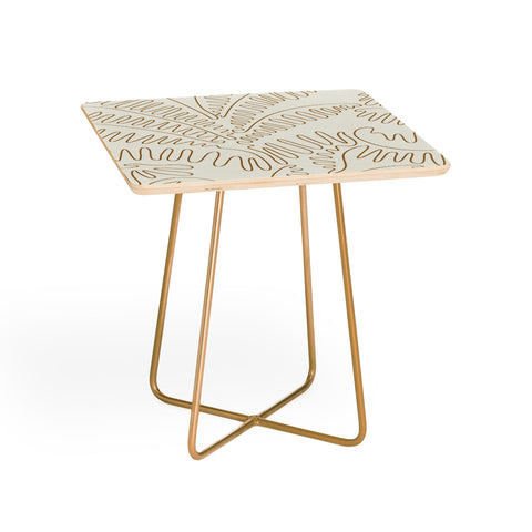 evamatise Golden Tropical Palm Leaves Side Table
