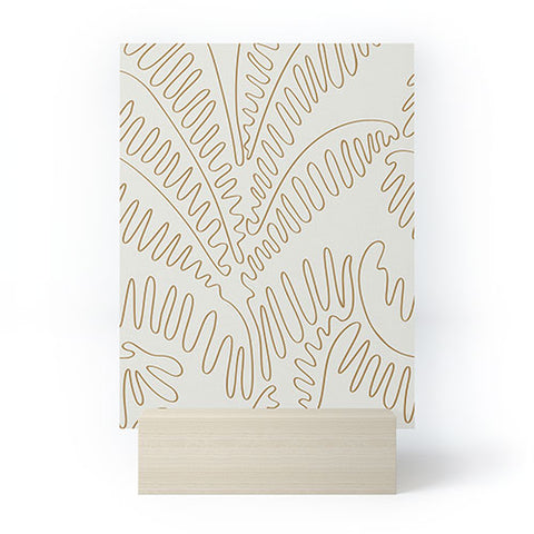 evamatise Golden Tropical Palm Leaves Mini Art Print