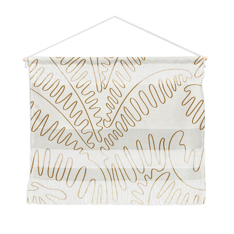 evamatise Golden Tropical Palm Leaves Wall Hanging Landscape