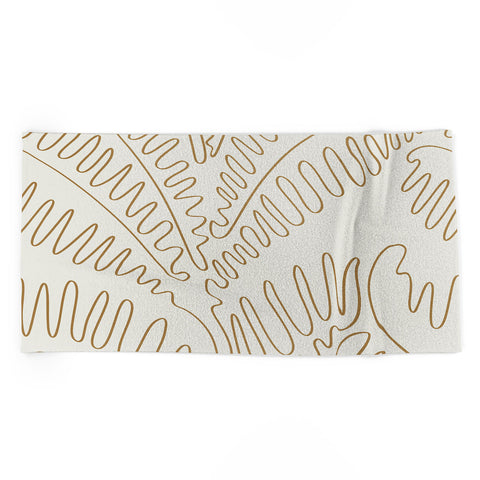 evamatise Golden Tropical Palm Leaves Beach Towel